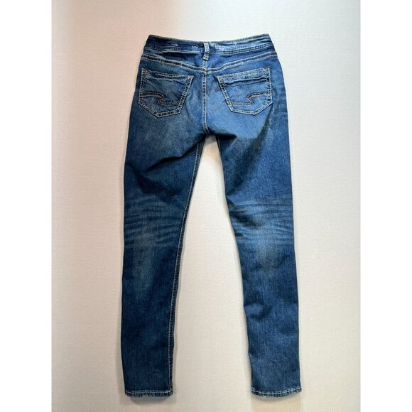 Silver Jeans Co. Womens Distressed Skinny Jeans Size 28x29 Blue Denim Medium Was - Picture 9 of 11